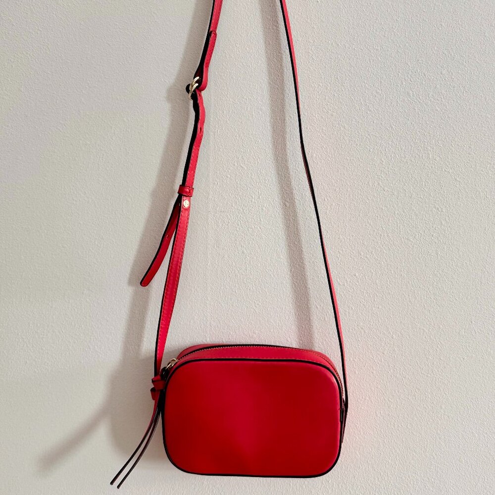 Gap Women's Small Red Faux Leather Crossbody Bag with Adjustable Shoulder Strap
